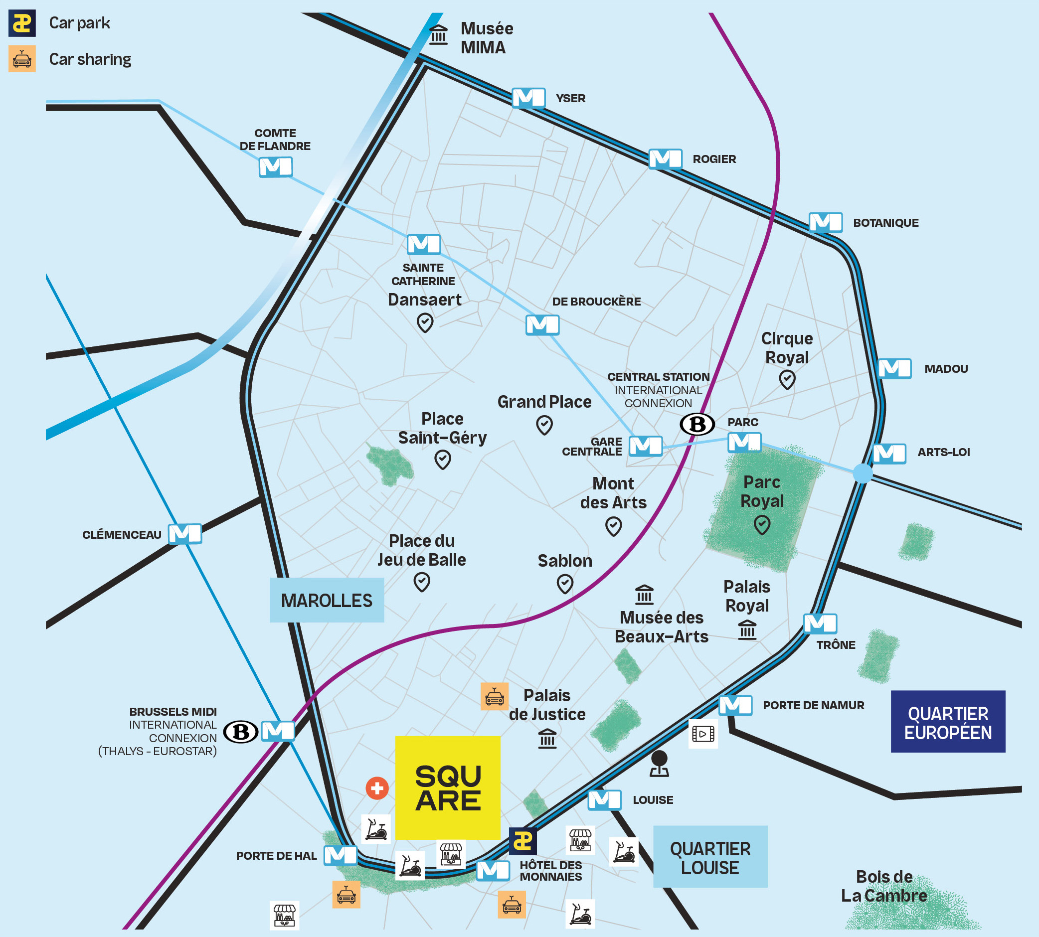 Plan de localisation Square à Bruxelles