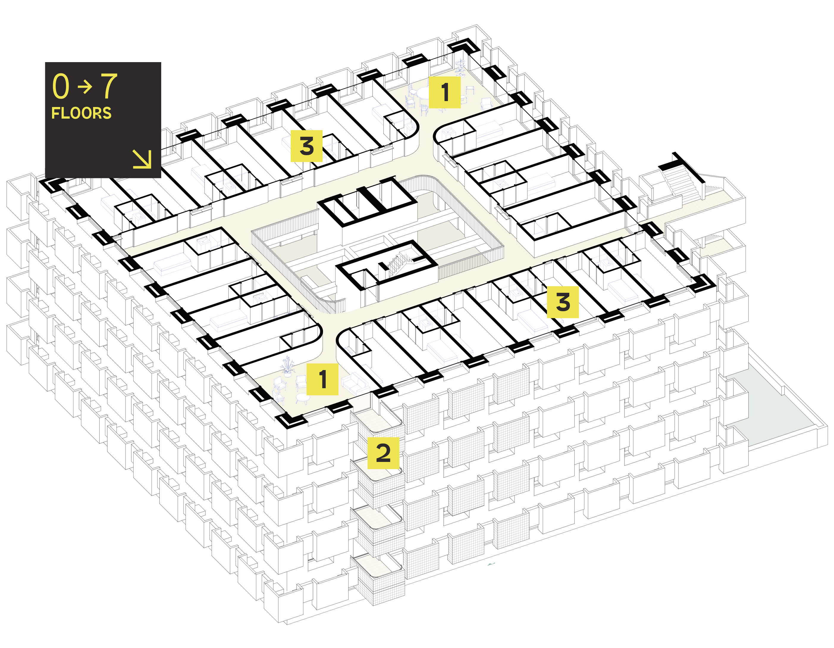 Plan des niveaux intermédiaires Square