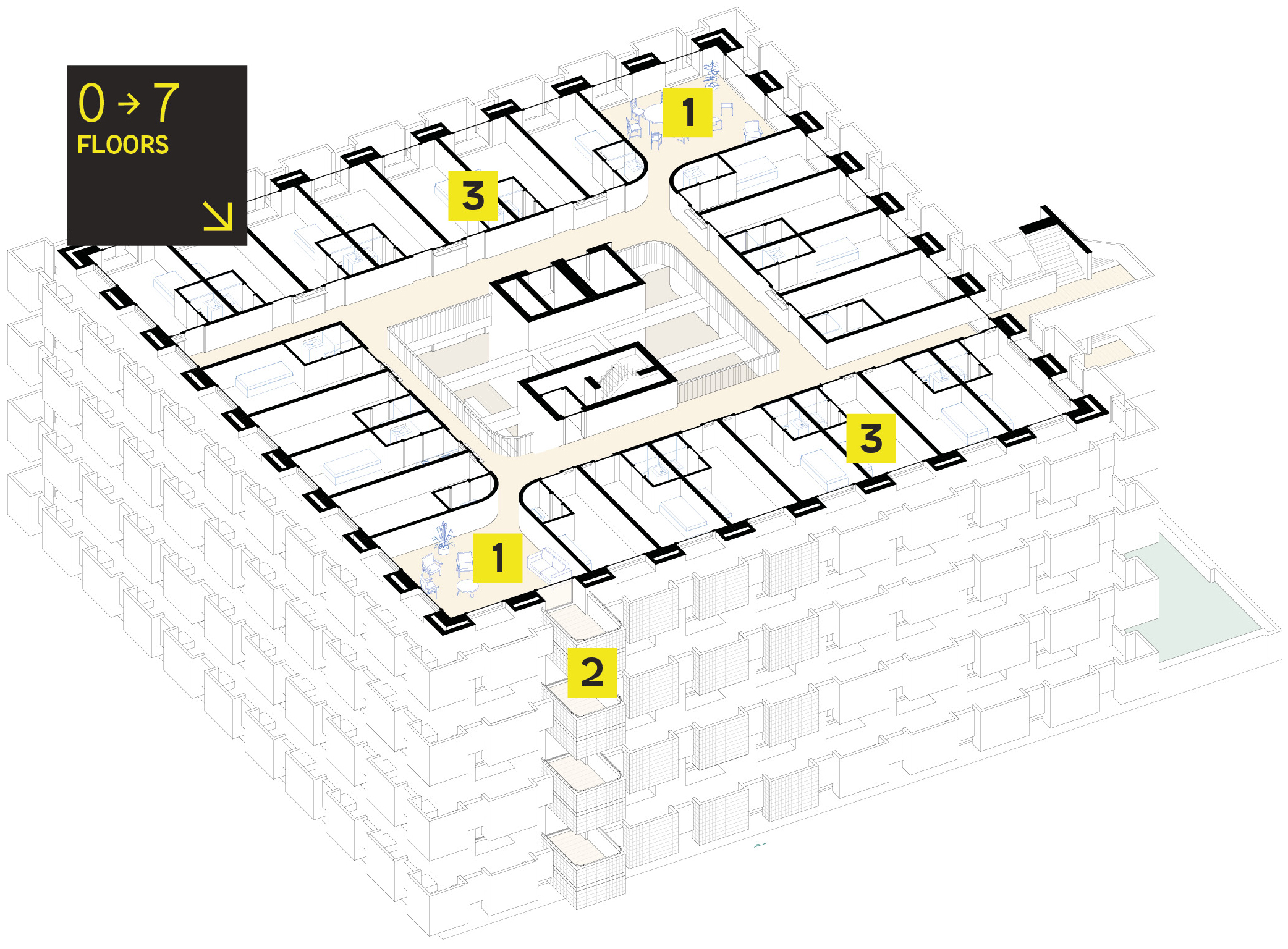 Plan des niveaux intermédiaires Square